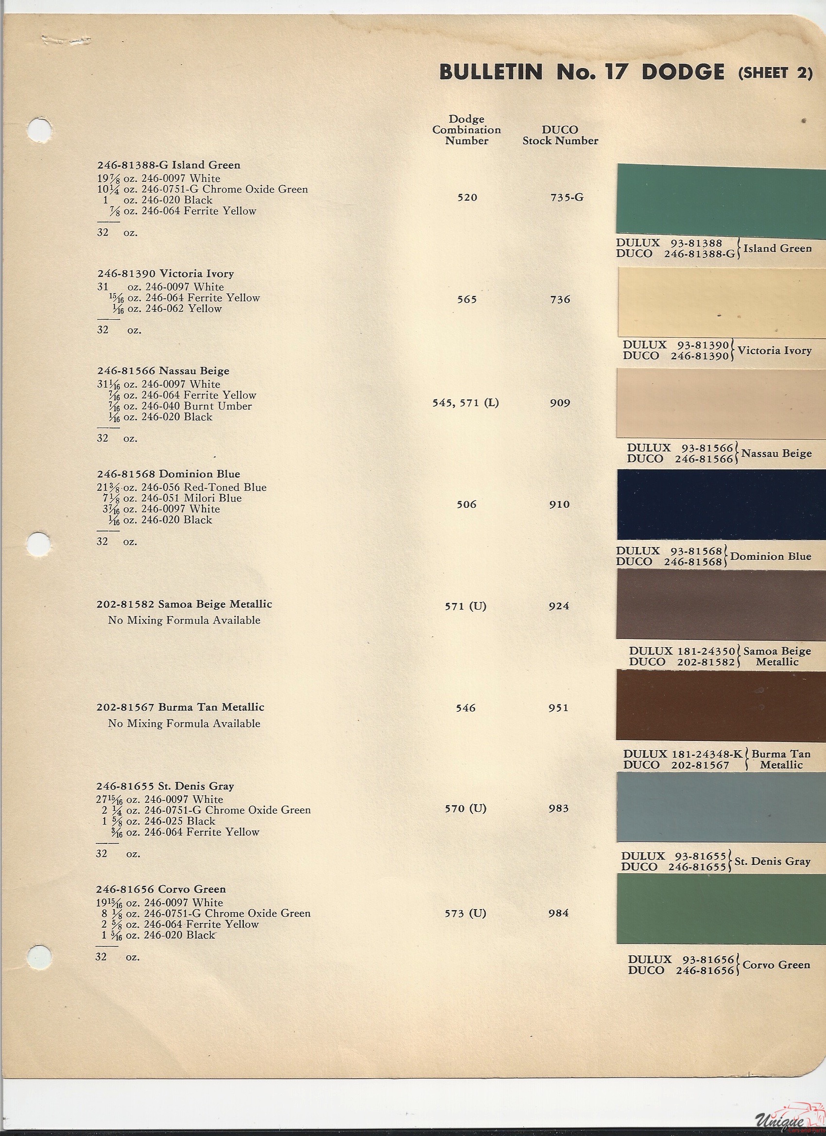 1950 Dodge-1 Paint Charts